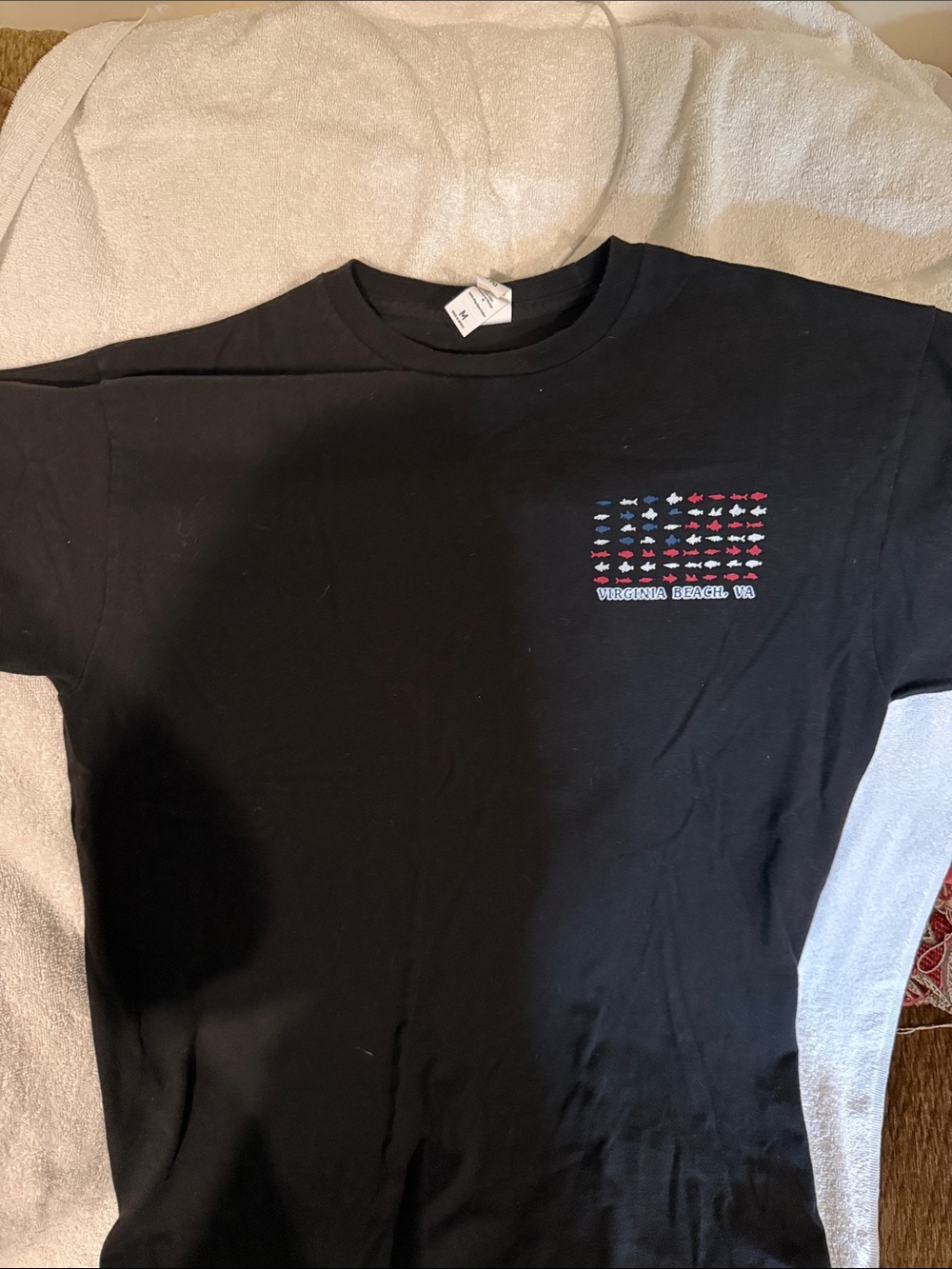 Tultex Black Short-Sleeve Tee with Virginia Beach Fish Graphic